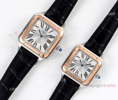 Swiss Grade One Copy Cartier Santos-Dumont lovers Watch 2-Tone Rose Gold